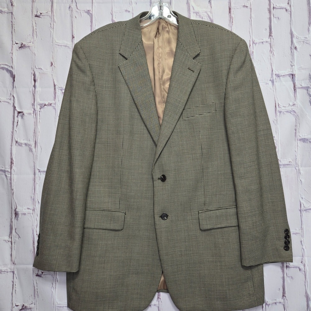 Lauren Ralph Lauren Mens Wool Houndstooth Blazer Tan‎ Black Sport Coat Business